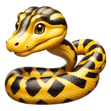 cinematic-cute-anaconda-portrait-emoji,-head-tilted-playfully-and-inquisitively,-with-a-sleek,-shimmering-body-adorned-with-detailed-scale-sriped patterns-and-round,-sparkling-eyes-full-of-wonder,-simplified-yet-irresistibly-adorable-features sticker