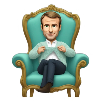 Emmanuel macron knitting in a chair sticker