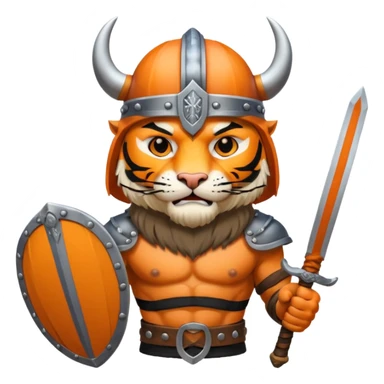 tiger with viking helmet and sword sticker