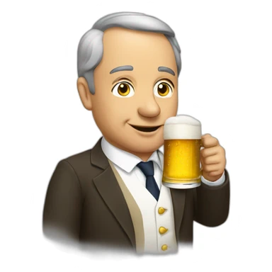 French président drinking a beer sticker