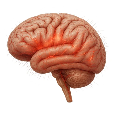 cervello umano anatomico con stress, iperrealistica 4k sticker