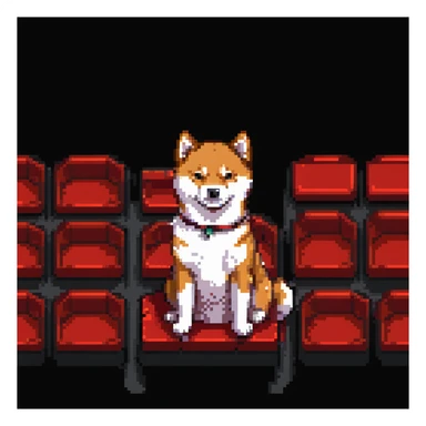 Shiba Inu sitting in a movie theater with red seats in the background, variation 1 sticker