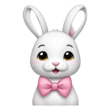 Cute bunny with a pink bow and blush sticker