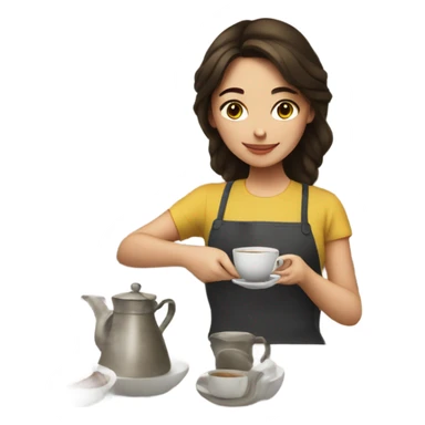 Brunette girl making tea sticker