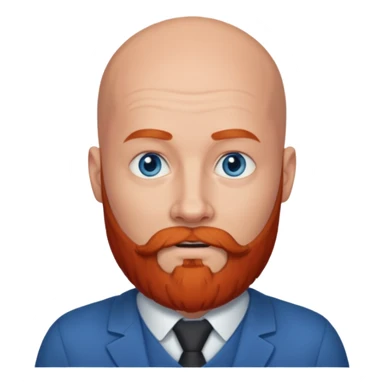 bald teacher with a large red beard, blue eyes sticker