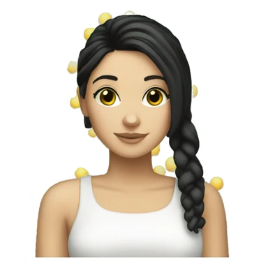 White girl with black hair  holding mimosa  sticker