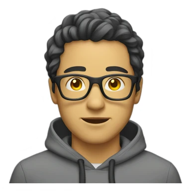 White man with yellow tinted glasses and black hair in a gray hoodie sticker