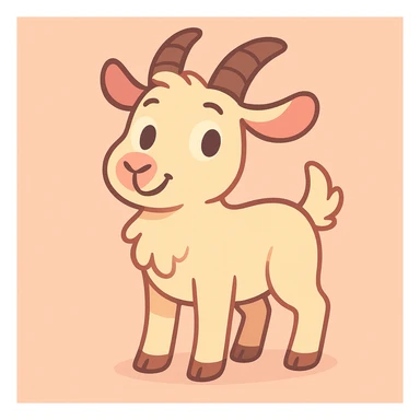 cute cartoon goat, pastel toon style sticker