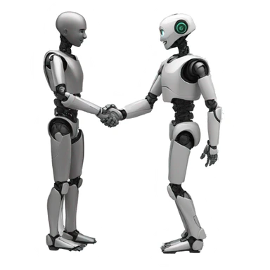 human and robot handshake sticker