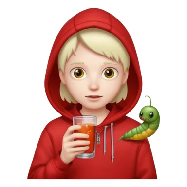 worm in glass in a red hoodie sticker