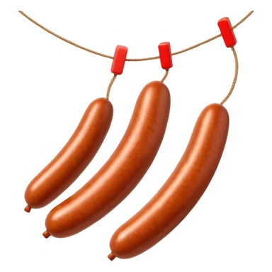 sausages threaded on a string 
Apple emoji style sticker
