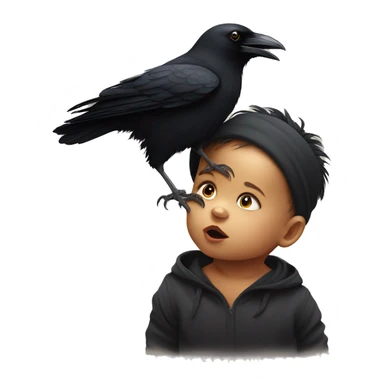 crow on a baby s head  sticker
