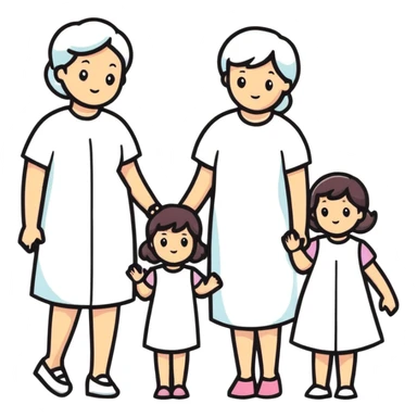 Family with mother, father and three little girls sticker