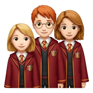harry potter, ronald weasley and hermione granger in gryfinndor uniform sticker