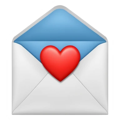 envelope with a small heart coming out sticker