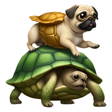 Pug riding a turtle sticker