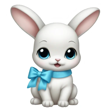 baby bunny baby blue bow sticker