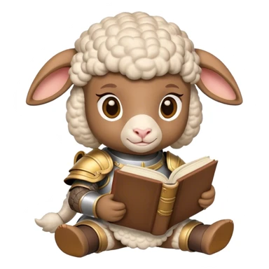 Lamb with armor reading a book sticker
