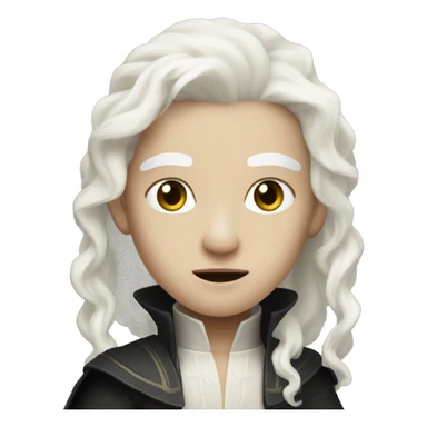 a dungeons and dragons changeling with bone-white skin and white medium length hair and black eyes and no mouth sticker