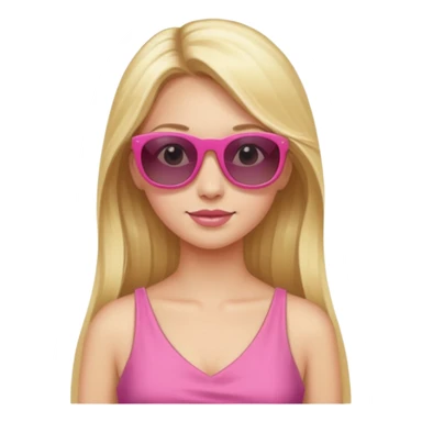 dior women with long blonde hair wear sun glasses, pink dress sticker