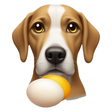 dog with one egg not broken and one egg broken in top of the head sticker