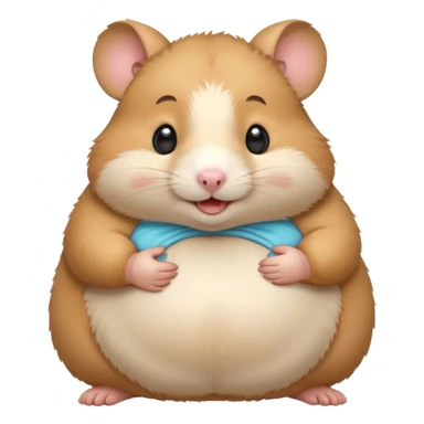 fat hamster holding pregnant belly smiling awkwardly sticker