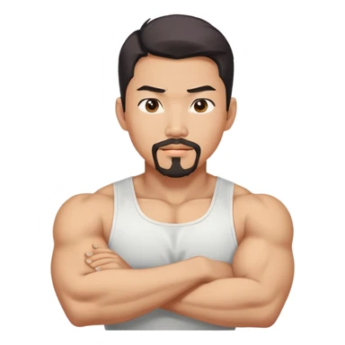 Korean Asian hot male with goatee and flexing sticker