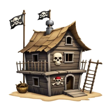 old pirate's house with skull flag sticker