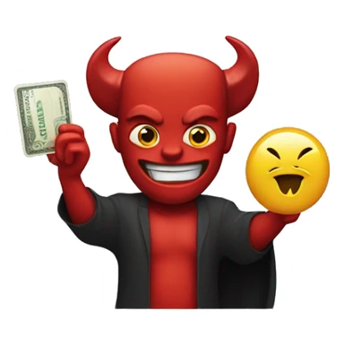 The devil holding a debit card sticker