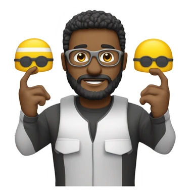 Trabalhador com capacete de segurança oculos e barba rala, pele branca, olhos escuros preto sticker