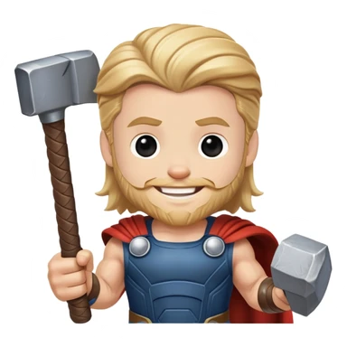 friendly thor superhero with hammer for kids sticker