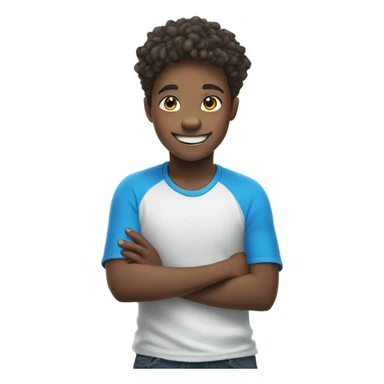 cheerful boy under blue sky sticker