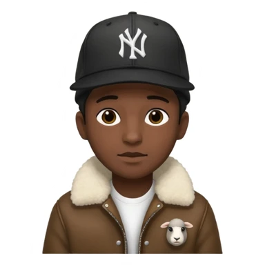 Cappellino New Era New York nero e persona con giubbotto di pecora sticker