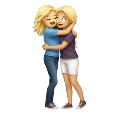 two blonde friends hugging each other full body  sticker