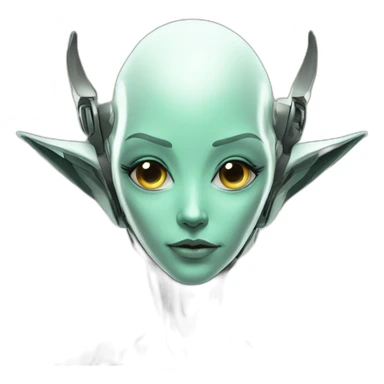 Cyber futuristic elf robot face long ears sticker