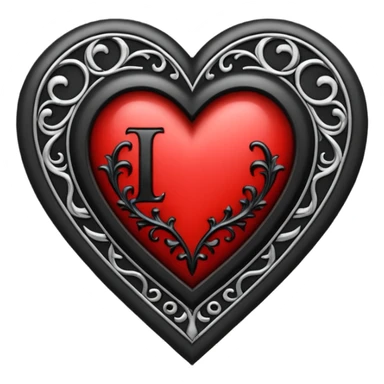 Can you make a heart with a gothic design, I want black and blood red colors . I want the letter I in the middle of the heart sticker
