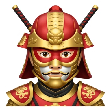 Samurai with red and gold armor and they have a detailed mask covering their mouth sticker