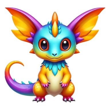 Exotic shiny rare multi-colored epic cute Fakémon-creature, full body, with random markings sticker