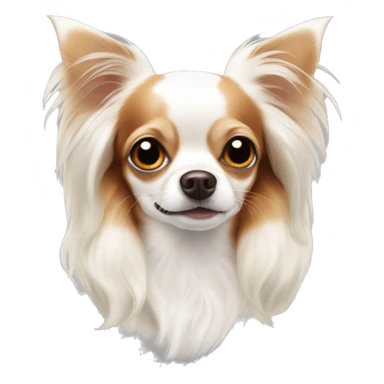 Long-haired white Chihuahua with reddish-brown markings sticker