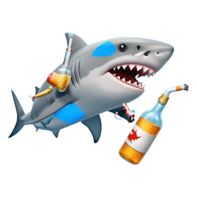 shark with a cigaret and some botlle sticker
