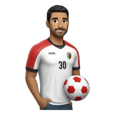 A man with 30 years old with a moderna black hair dressing a football tshirt of são paulo football club  sticker