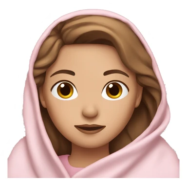 woman with brown hair and fair skin wrapped in light pink blanket sticker