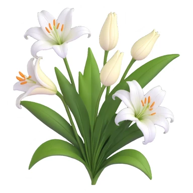 Elegant white lily flower with detailed petals and green foliage sticker