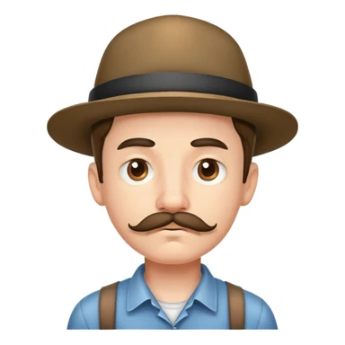 Sad boy with mustache in hat sticker