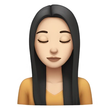 sleeping white girl with straight long dark hair sticker