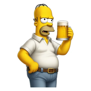 Homer simpson with beer with normal eyes sticker