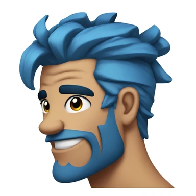 Scar on face blue hair updo muscle man smiling sticker
