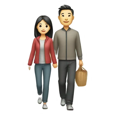a Chinese couple taking walk sticker