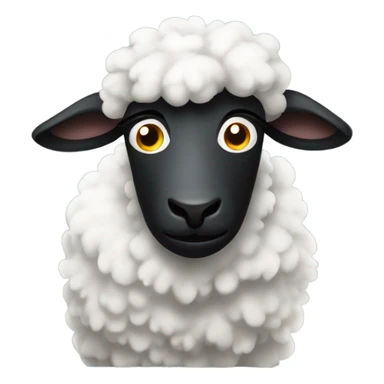 Black sheep with torn horns and white  sticker