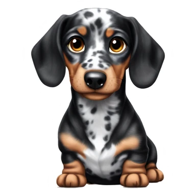 Black merle mini dachshund with one blue eye one brown sticker